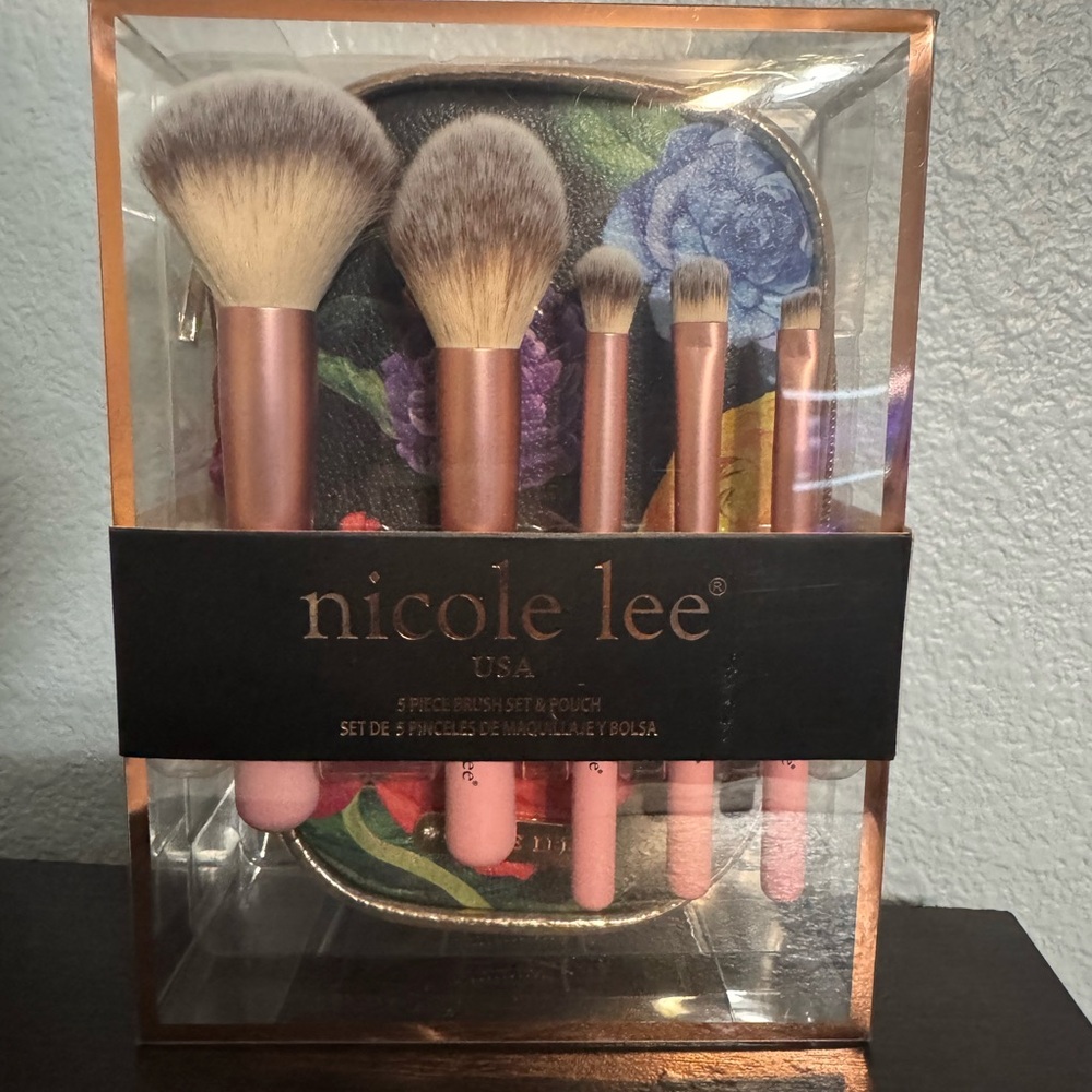 Nicole Lee 5-Piece Makeup Brush Set with Pouch